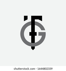 monogram logo letter FG or GF modern, sporty, simple, interlock on white background