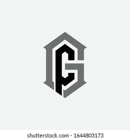 monogram logo letter FG or GF vintage, interlock, simple on white background