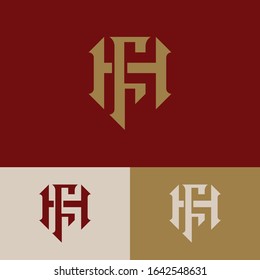 monogram logo letter FH or HF vintage look, sporty, interlock, retro