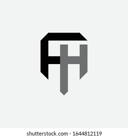 monogram logo letter FH or HF simple, sporty, modern look, interlock on white background