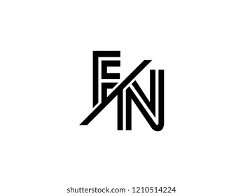 The monogram logo letter FN is sliced black