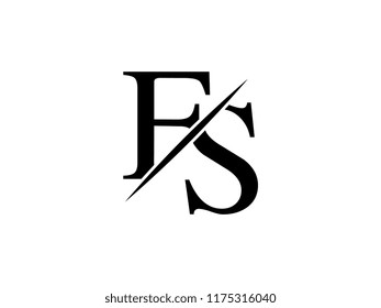 The monogram logo letter FS is sliced