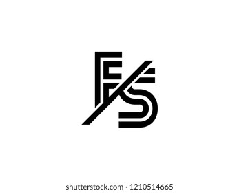 The monogram logo letter FS is sliced black