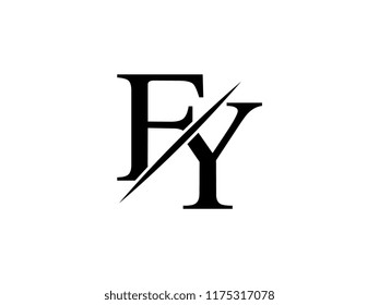 The monogram logo letter FY is sliced