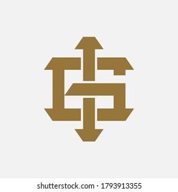 Monogram logo letter G, I, GI or IG modern, simple, sporty, gold color on white background