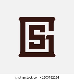 Letra G, S, GS o SG del logotipo de un monograma moderna, simple, deportiva, de color marrón sobre fondo blanco