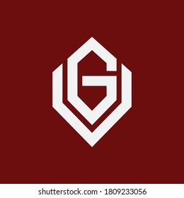 Monogramm-Logo-Buchstaben G, V, GV oder VG modern, einfach, sportlich, weißer Hintergrund auf rotem Hintergrund