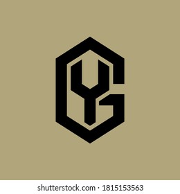 Monogram logo letter G, Y, GY or YG modern, simple, sporty, black color on cream background