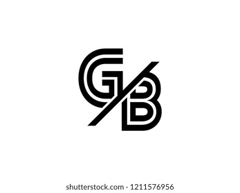 The monogram logo letter GB is sliced black
