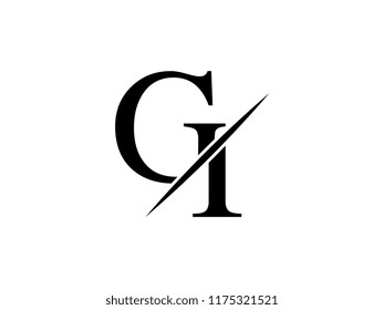 The monogram logo letter GI is sliced