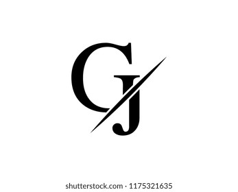 The monogram logo letter GJ is sliced