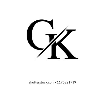 The monogram logo letter GK is sliced