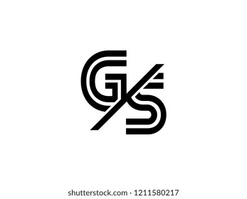 The monogram logo letter GS is sliced black