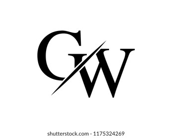 The monogram logo letter GW is sliced