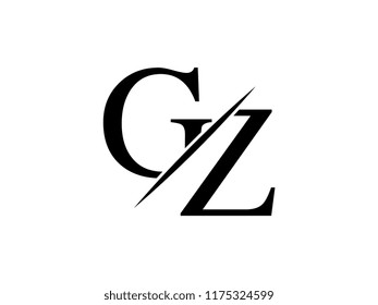 The monogram logo letter GZ is sliced