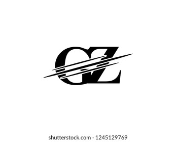 The monogram logo letter GZ is sliced black