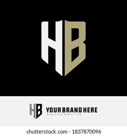 Monogram logo letter H, B, HB or BH modern, simple, sporty, white and cream color on black background