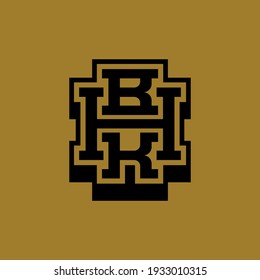 Monogram logo letter H, B, K, HBK, HKB, BHK, BKH, KHB or KBH `modern, simple, sporty, black color on gold background