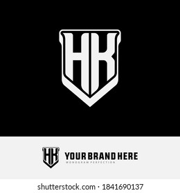 Monogram logo letter H, K, HK or KH modern, simple, sporty, white color on black background