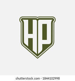 Monogram logo letter H, P, HP or PH modern, simple, sporty, green and white color on white background
