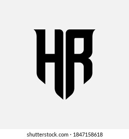 Monogram logo letter H, R, HR or RH modern, simple, sporty, black color on white background