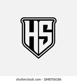 Letra monograma H, S, HS o SH de color moderno, simple, deportivo, blanco y negro sobre fondo blanco
