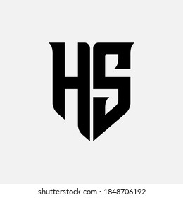 Monogram logo letter H, S, HS or SH modern, simple, sporty, black color on white background