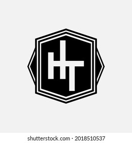 Monogram logo letter H, T, HT or TH modern, simple, sporty, black and white color on white background