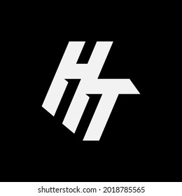 Monogramm-Logo-Buchstaben H, T, HT oder TH modern, einfach, sportlich, weißer Farbton auf schwarzem Hintergrund