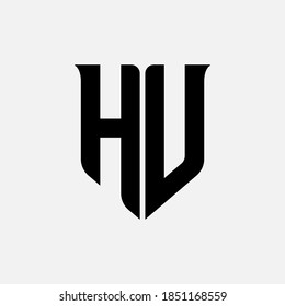 Monogram logo letter H, U, HU or UH modern, simple, sporty, black color on white background