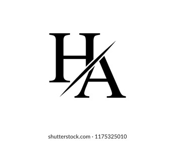 The monogram logo letter HA is sliced