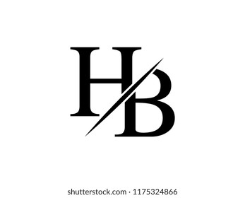 The monogram logo letter HB is sliced