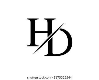 The monogram logo letter HD is sliced