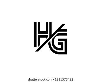 The monogram logo letter HG is sliced black