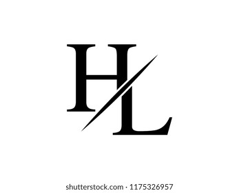 The monogram logo letter HL  is sliced
