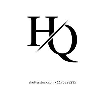 The monogram logo letter HQ is sliced