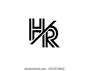 The monogram logo letter HR is sliced black