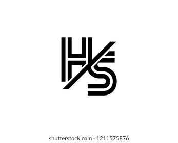 The monogram logo letter HS is sliced black