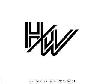The monogram logo letter HW is sliced black