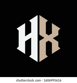 monogram logo letter HX or XH vintage, sport, and old school on black background