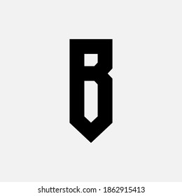 Letra monograma I, B, IB o BI moderna, simple, deportiva, blanca y negra sobre fondo blanco