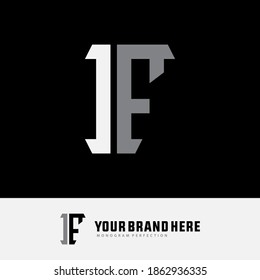 Monogram logo letter I, F, IF or FI modern, simple, sporty, white and gray color on black background