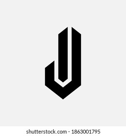 Monogram logo letter I, J, IJ or JI modern, simple, sporty, black color on white background