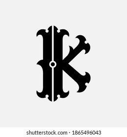 Monogramm-Logo-Buchstaben I, K, IK oder KI modern, einfach, sportlich, schwarz auf weißem Hintergrund