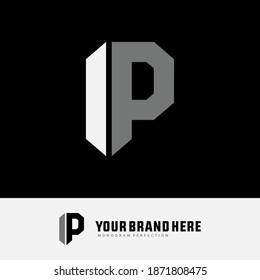 Monogram logo letter I, P, IP or PI modern, simple, sporty, white and gray color on black background
