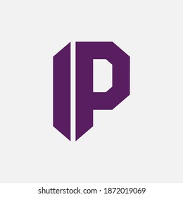 Monogramm-Logo-Buchstaben I, P, IP oder PI modern, einfach, sportlich, violett auf weißem Hintergrund