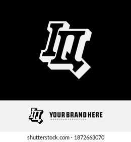 Monogram logo letter I, Q, IQ or QI modern, simple, sporty, black and white color on black background