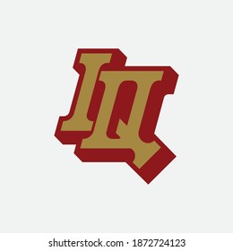 Monogram logo letter I, Q, IQ or QI modern, simple, sporty, gold and red color on white background