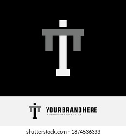 Monogram logo letter I, T, IT or TI modern, simple, sporty, white and gray color on black background