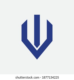 Monogram logo letter I, V, IV or VI modern, simple, sporty, blue color on white background